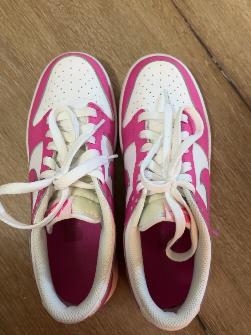 Nike Pink and White Low-Top Sneakers